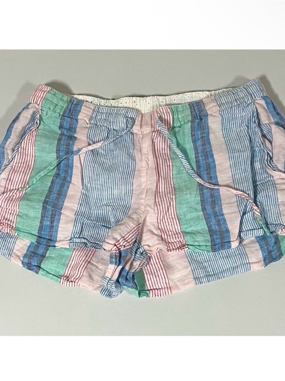 Vineyard Vines Pink Blue Green Pastel Striped Drawstring Shorts Bottoms XS 🎀✨